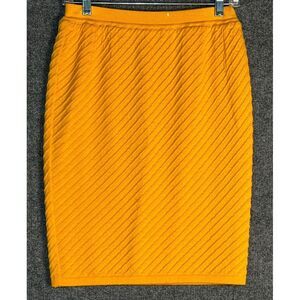 Stizzoli Mini Pencil Skirt 100% Lana Wool Italy Textured Stretch Orange Womens 8